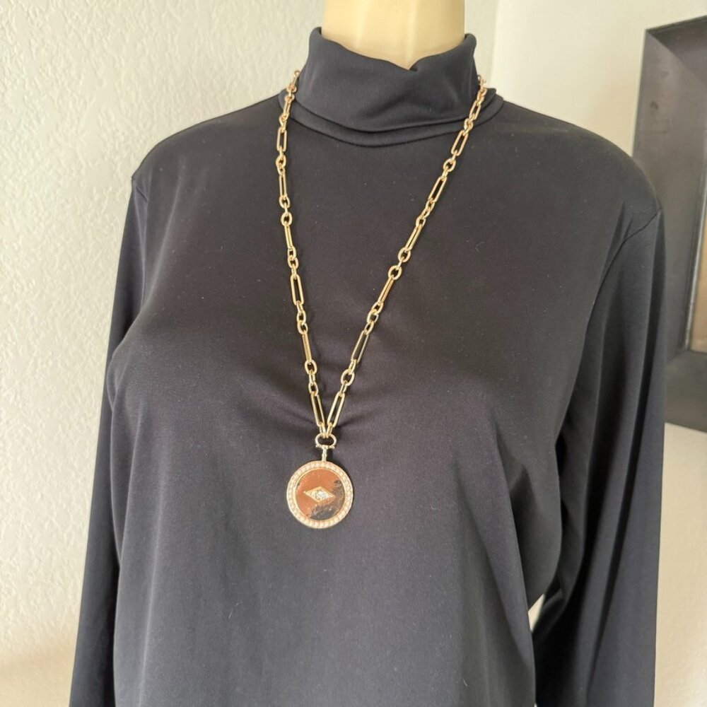 #15 garden party costume jewelry / 33" long delicate ornate gold chain